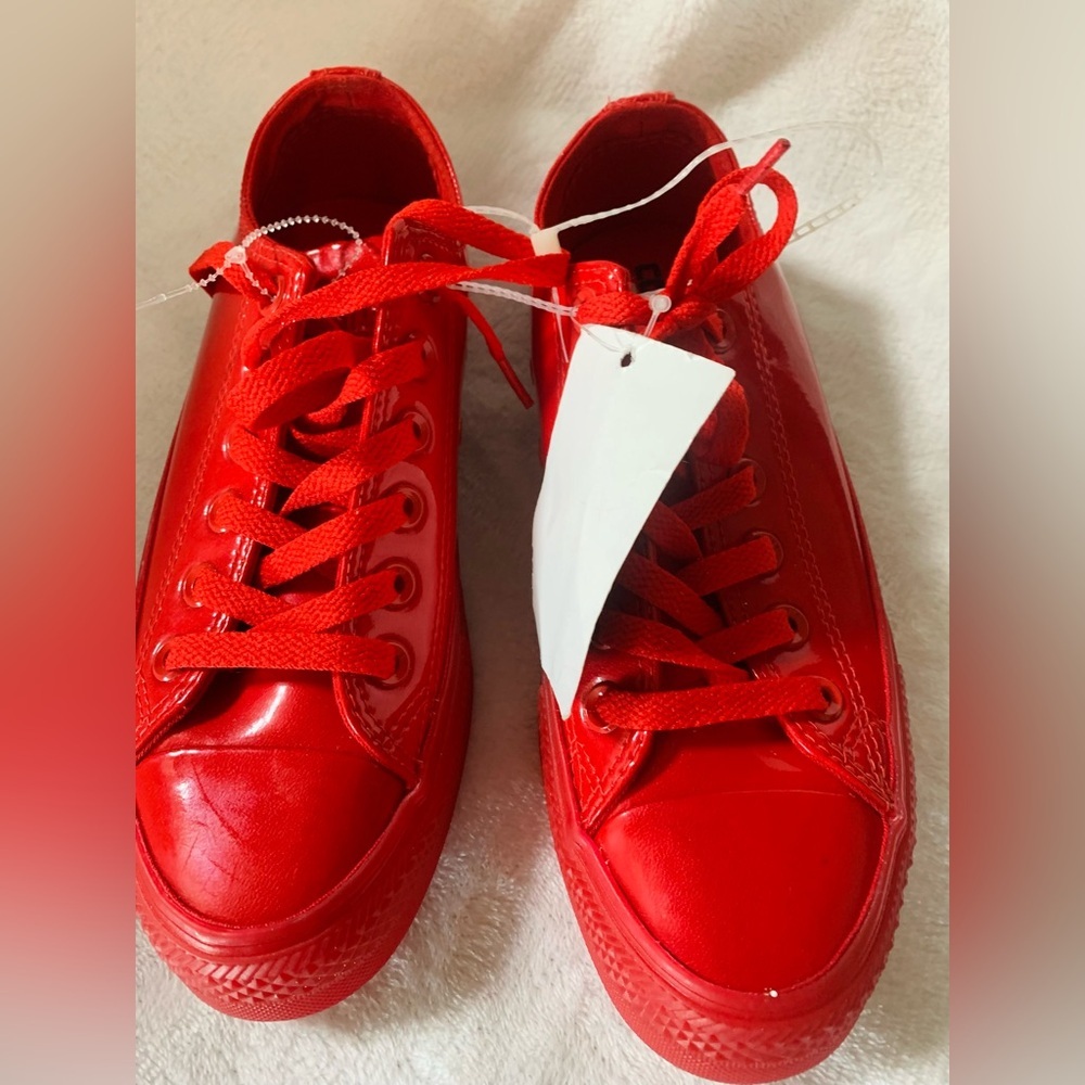 Converse Red Glossy Low-Top Sneakers